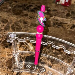 Pink Pen with Colorful Lightning Bolt Charm